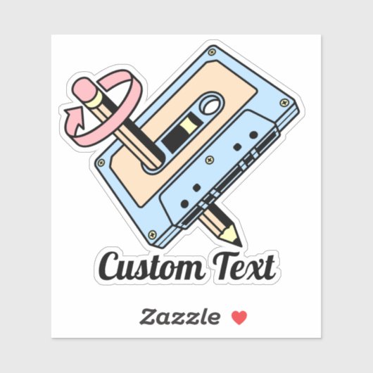 Sticker Cassette audio avec crayon (Feuille)