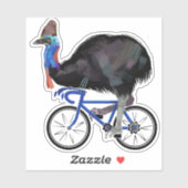 Sticker Cassowary En Vélo (Feuille)