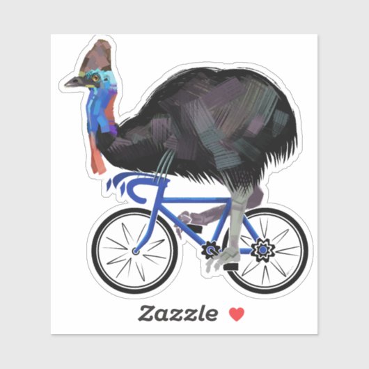 Sticker Cassowary En Vélo (Feuille)