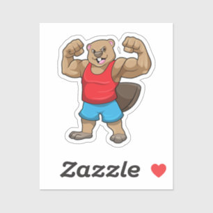 Sticker Castor en Bodybuilder avec gros bras