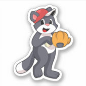 Sticker Cat à base-ball avec ballon de baseball (Devant)