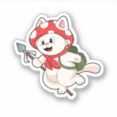 Sticker Cat as Mushroom picker with Mushroom (Devant)