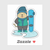 Sticker Cat as Snowboarder (Feuille)