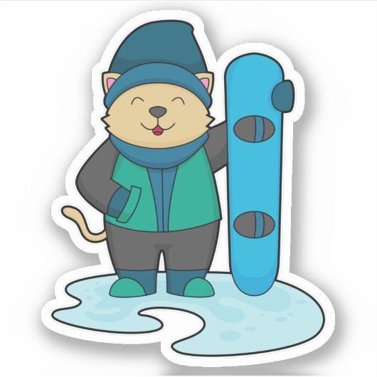 Sticker Cat as Snowboarder (Devant)
