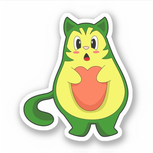 Sticker Cat Avocado (Devant)