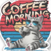 Sticker Cat Coffee morning (Devant)
