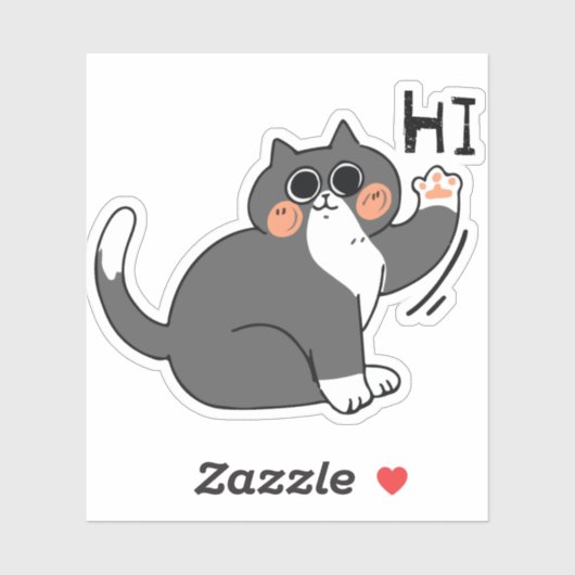 Sticker Cat dit Hi (Feuille)