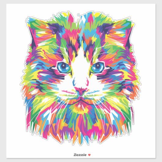Sticker Cat Face géométrique Prismatic Design-32453 (Feuille)