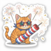 Sticker Cat & Firecracker - 4 juillet (Recto)