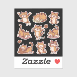 Sticker cat fun   playful poses sleeping, stretching