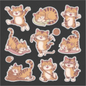 Sticker cat fun   playful poses sleeping, stretching  (Recto)