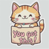 Sticker Cat Holding a Sign (Devant)