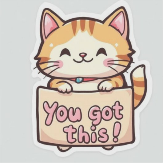 Sticker Cat Holding a Sign (Devant)