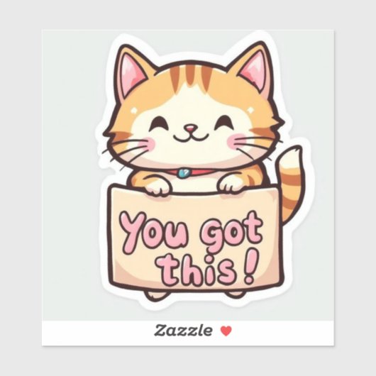 Sticker Cat Holding a Sign (Feuille)