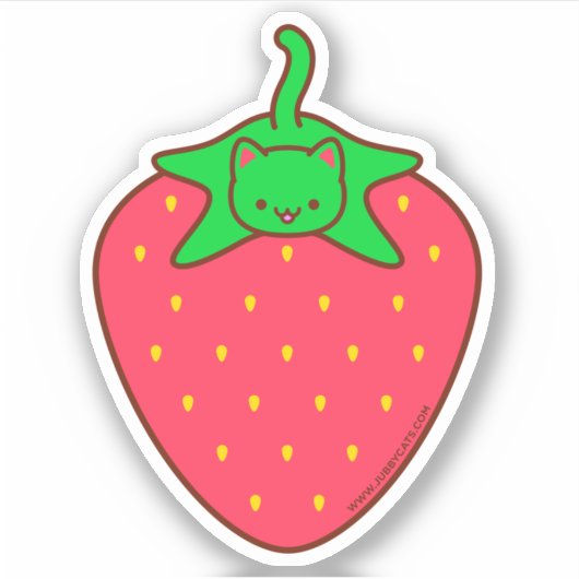 Sticker CAT Kawaii STRAWBERRY (Devant)