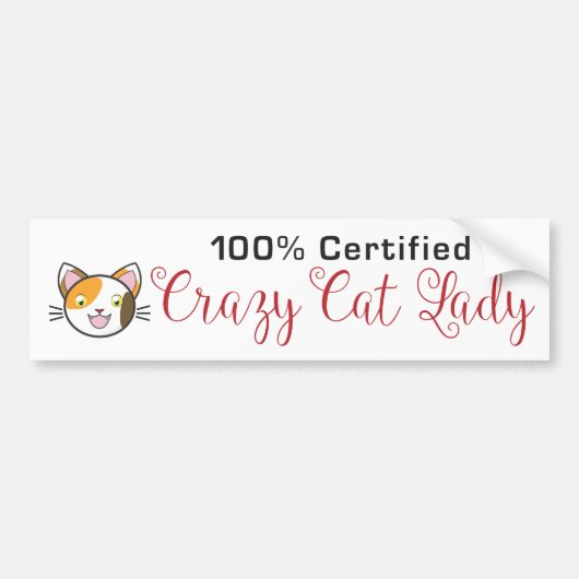 Sticker Cat Lady Bumper 100 % Certifié Crazy Cat (Devant)