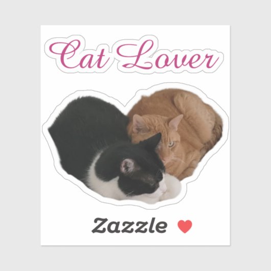 Sticker Cat Lover with Cat Heart (Feuille)