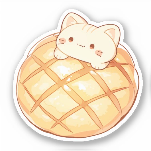 Sticker Cat Melonpan Pain de melon japonais (Devant)