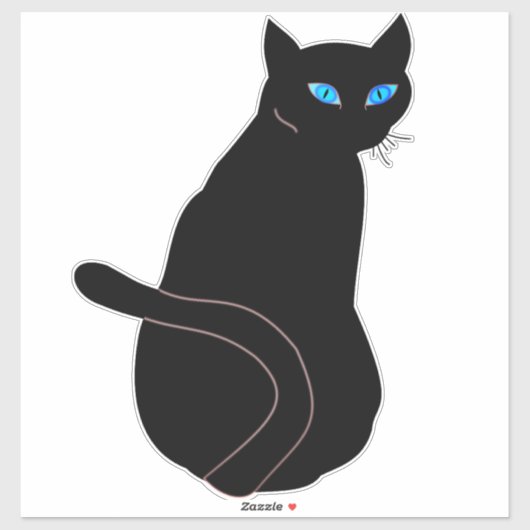 Sticker Cat noir bleu ocre (Feuille)
