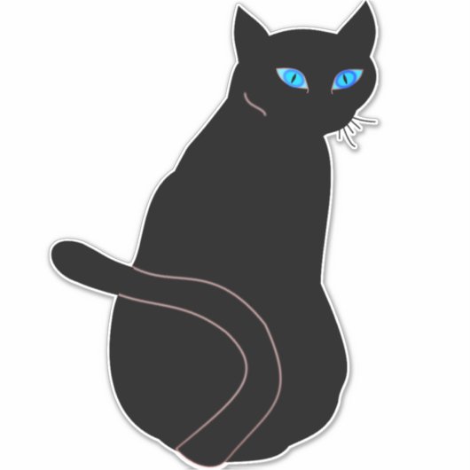 Sticker Cat noir bleu ocre (Devant)