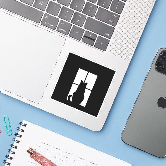 Sticker Cat noir Cliquez pour Customiser la fenêtre de cou (Ordinateur portable avec iPhone)