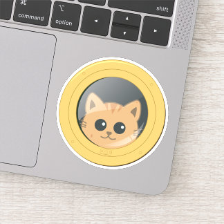 Sticker Cat Peeking Through Boat Porthole Window