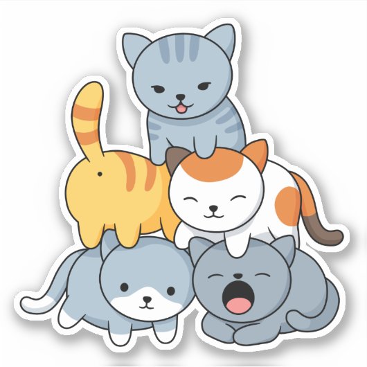 Sticker Cat Pyramid - Group of Cats (Devant)