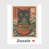 Sticker Cat Ramen Japonais drôle Graphisme Kawaii Cat Anim (Feuille)