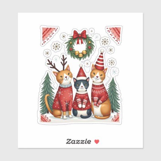 Sticker Cat Riding Dinosaur T-Rex Kitten Rainbow Dino Funn (Feuille)