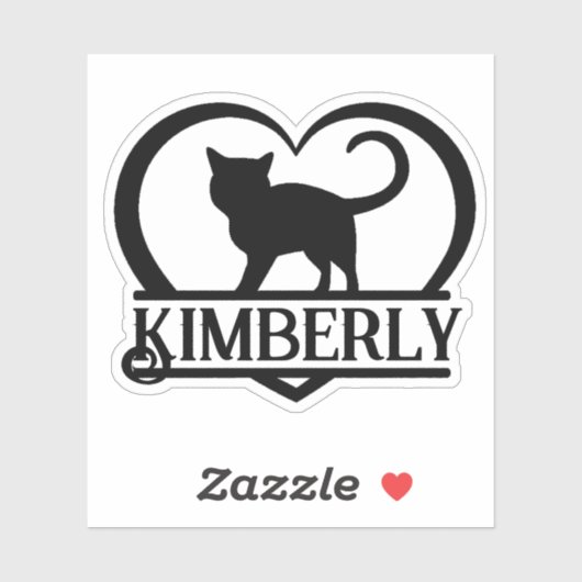 Sticker Cat Silhouette Heart Split Monogram (Feuille)