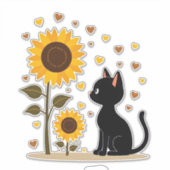 Sticker Cat Sunflower Christmas Tree Sun Flower Cat Lover (Devant)
