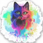 Sticker Cat Trippy Psychedelic Pop Art (Recto)