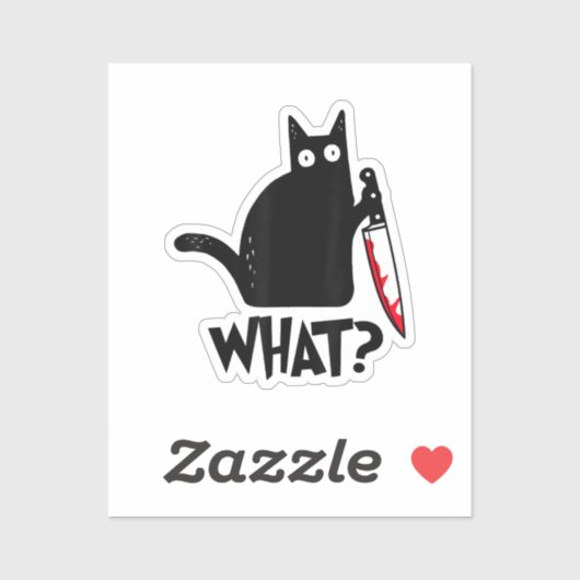 Sticker Cat What_ Funny Black Cat (Feuille)