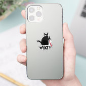 Sticker Cat What_ Funny Black Cat (Téléphone)