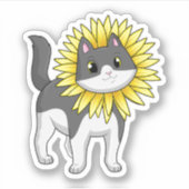 Sticker Cat with sunflower (Devant)