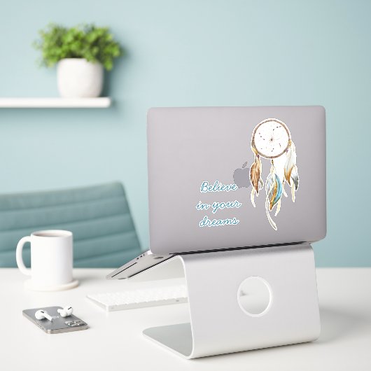 Sticker Catcher de rêve Turquoise Brown (Ordinateur portable sur le bureau)