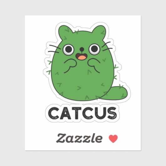 Sticker Catcus Funny Chat Cactus Pun (Feuille)