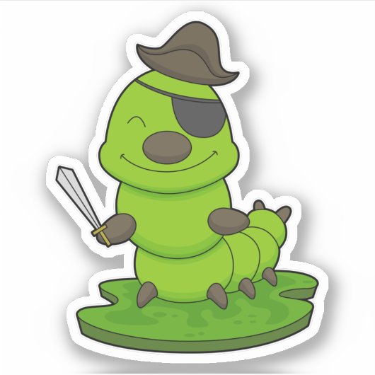 Sticker Caterpillar as Pirate (Devant)