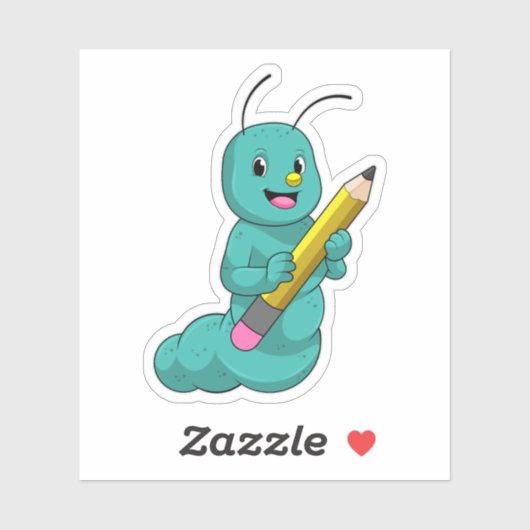 Sticker Caterpillar avec crayon (Feuille)