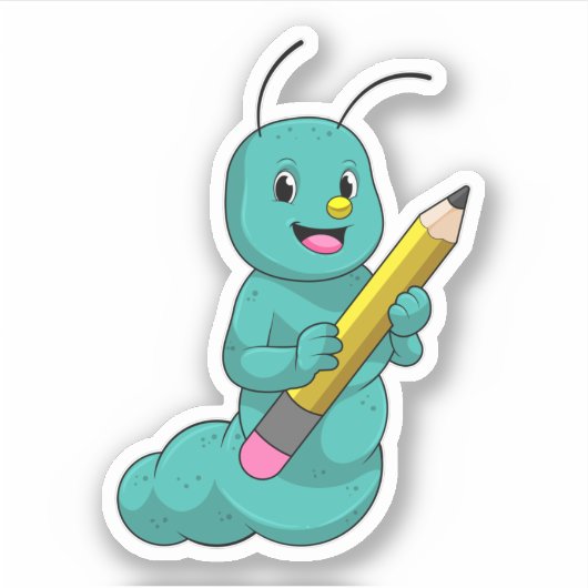 Sticker Caterpillar avec crayon (Devant)