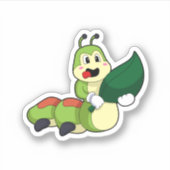 Sticker Caterpillar avec feuille (Devant)