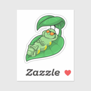 Sticker Caterpillar avec feuille