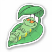 Sticker Caterpillar avec feuille (Recto)