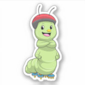 Sticker Caterpillar comme Patineur en ligne avec Roller sk (Devant)