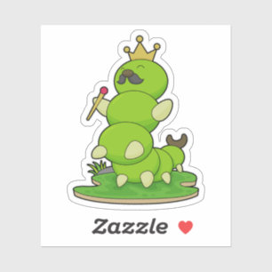 Sticker Caterpillar en roi avec Couronne