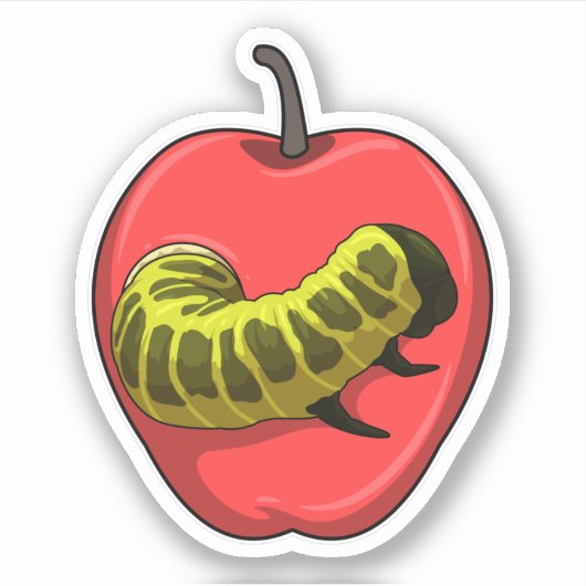 Sticker Caterpillar with Apple (Devant)