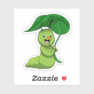 Sticker Caterpillar with Leaf as Parasol