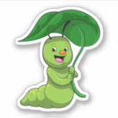 Sticker Caterpillar with Leaf as Parasol (Devant)