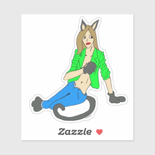 Sticker catgirl (Feuille)