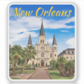 Sticker Cathédrale Saint-Louis Nouvelle-Orléans Aquarelle (Devant)